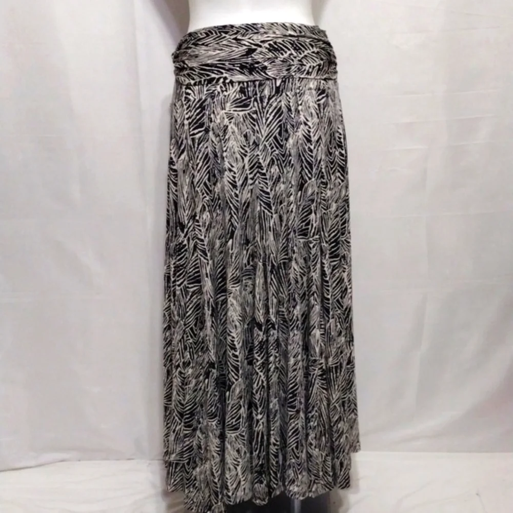 Anthropologie Lapis Abstract Leaf Maxi Skirt Self Tie Waist Boho Resort Small